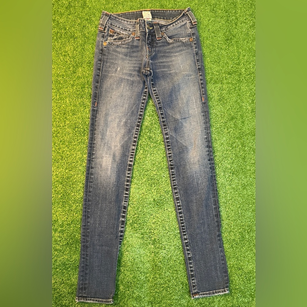 True Religion Blue Skinny Jeans with Vintage Appeal - Picture 1 of 8
